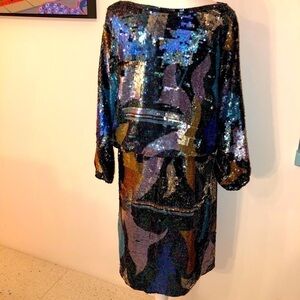 Vintage Sequin Skirt Set With Lined Elastic Waist